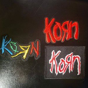 (3) BAND Y2K BADGES KORN PATCHES NU METAL, ROCK & ROLL, IRON-ON MUSIC PATCH LOT